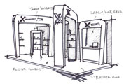 Initial exhibition stand designer sketch
